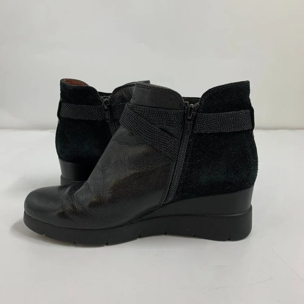 Hispanitas Women's Larae Leather Cross‎ Buckle Heeled Boot Size 7.5/38